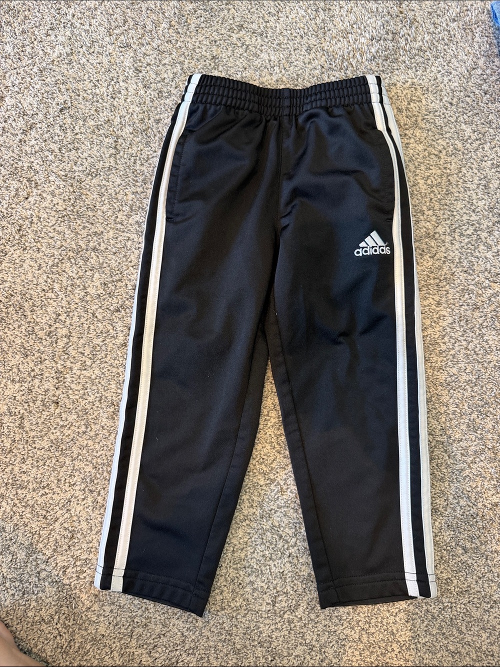 adidas 3T Black Jogger Pants with White Side Stripes